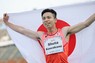 男子100メートル（視覚障害T13）で、アジア新記録を樹立した川上秀太選手＝2024年5月20日、玉城達郎撮影